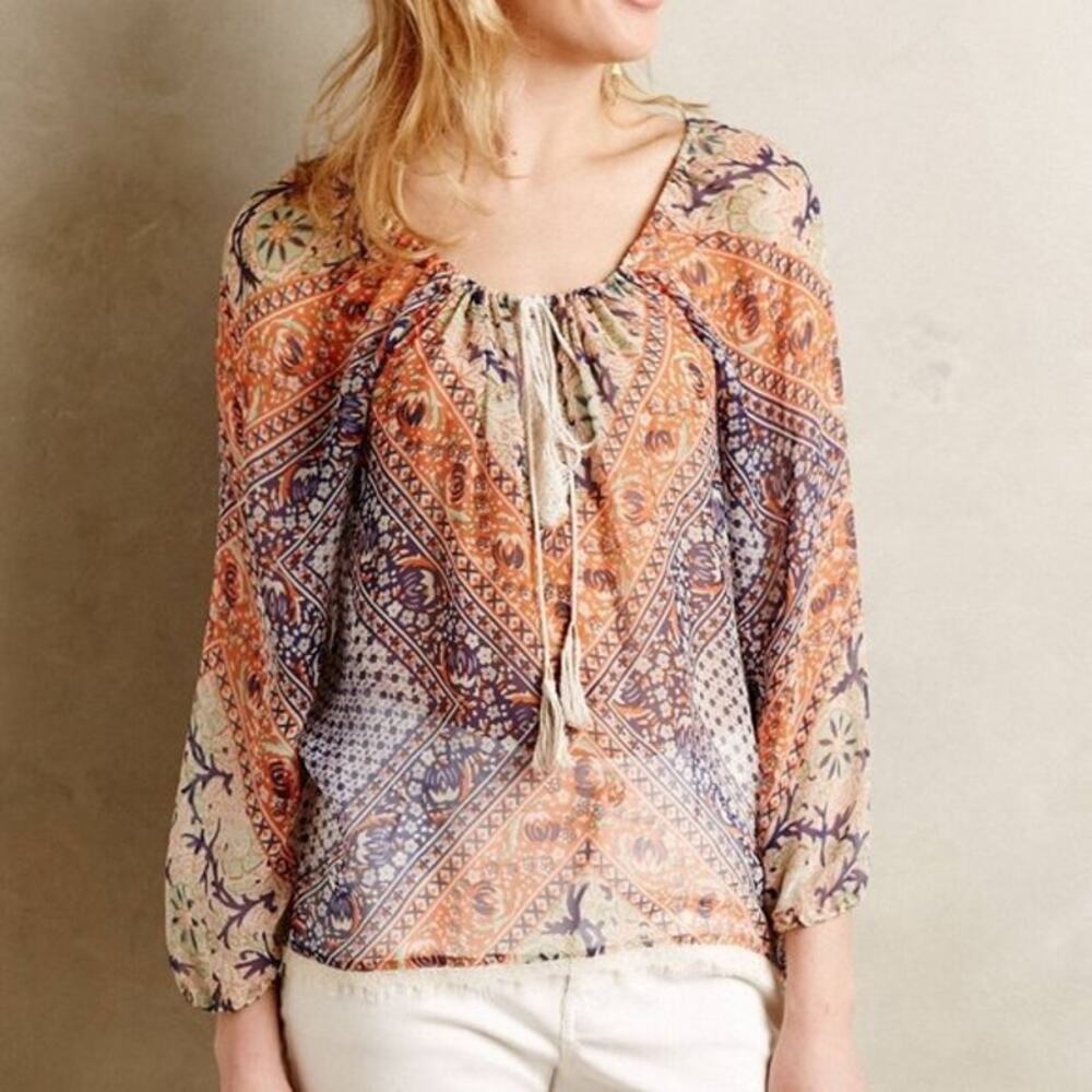 Twelfth Street by Cynthia Vincent‎ Women’s Annuska Peasant Top Size M Multicolor